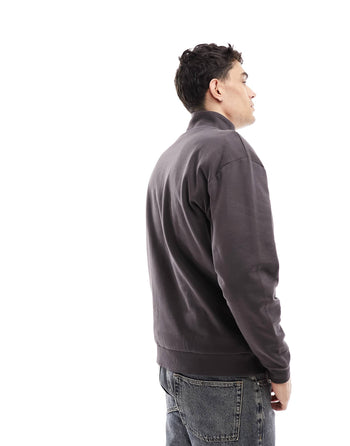 oversized half zip funnel neck sweatshirt in brown