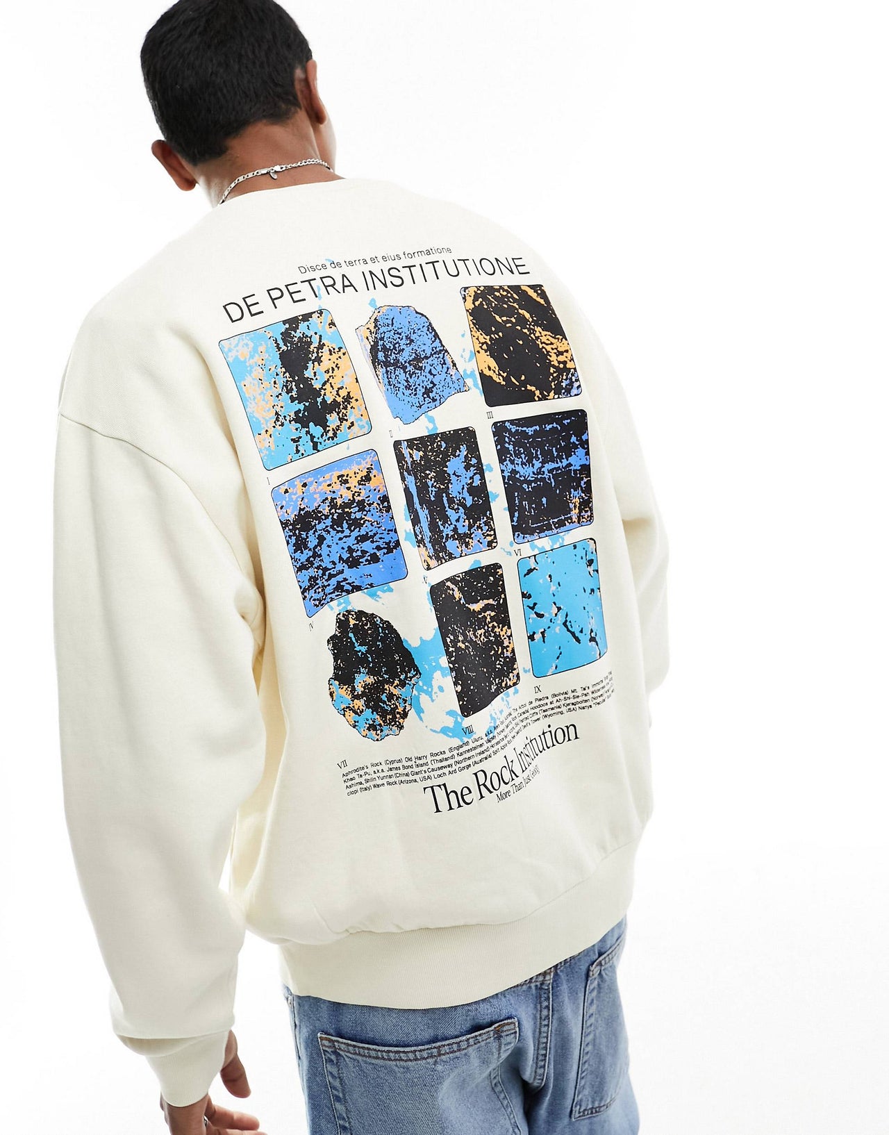 oversized sweatshirt wth photographic back print in beige