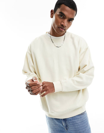 oversized sweatshirt wth photographic back print in beige