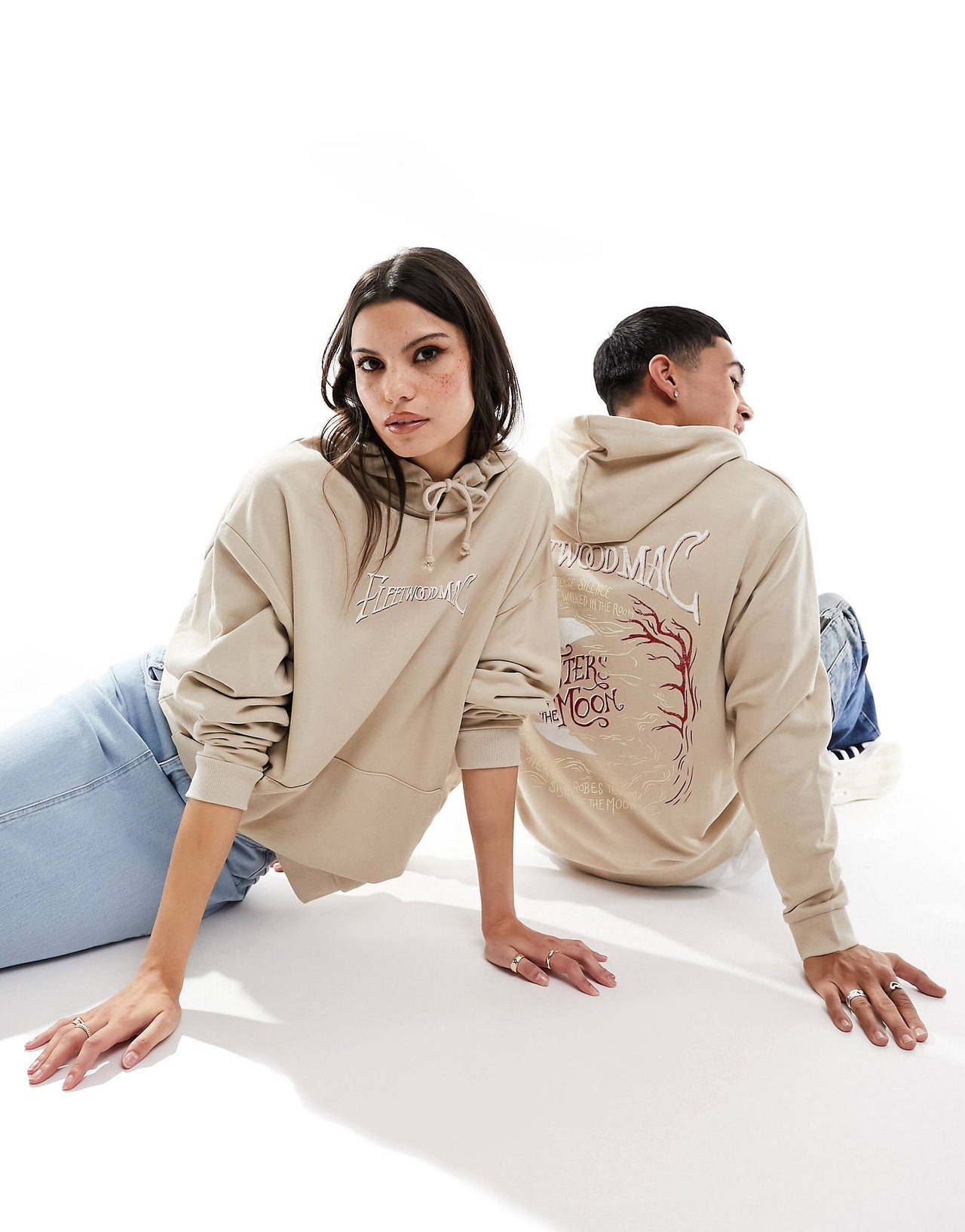 co-ord oversized hoodie in washed brown