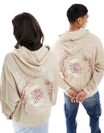 co-ord oversized hoodie in washed brown