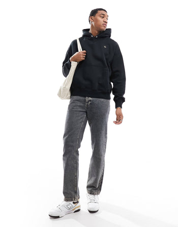 SILICONE ICON LOGO HEAVYWEIGHT OVERSIZED FIT HOODIE IN BLACK