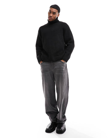 WEEKDAY RELAXED FIT TURTLENECK IN BLACK
