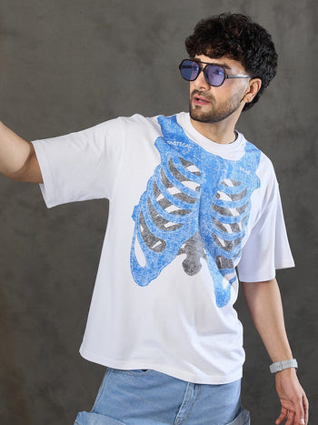 White Rib Cage Graphic Oversized Tshirt