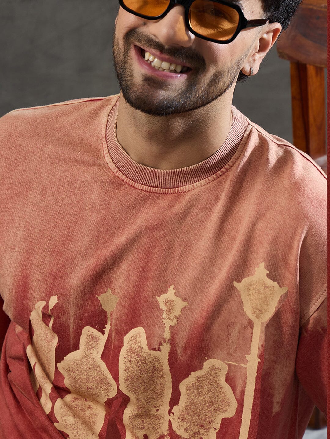 Rust Ombre Unknown Men Graphic Oversized Tshirt