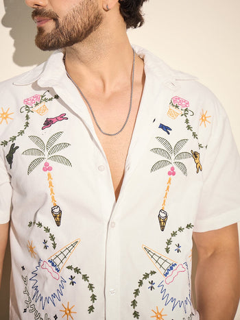 White Summer Embroidery Shirt