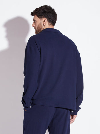 Navy Pleated OverShirt