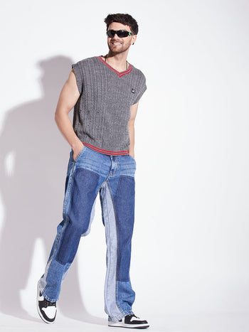 Charcoal Knitted Sleeveless Sweater