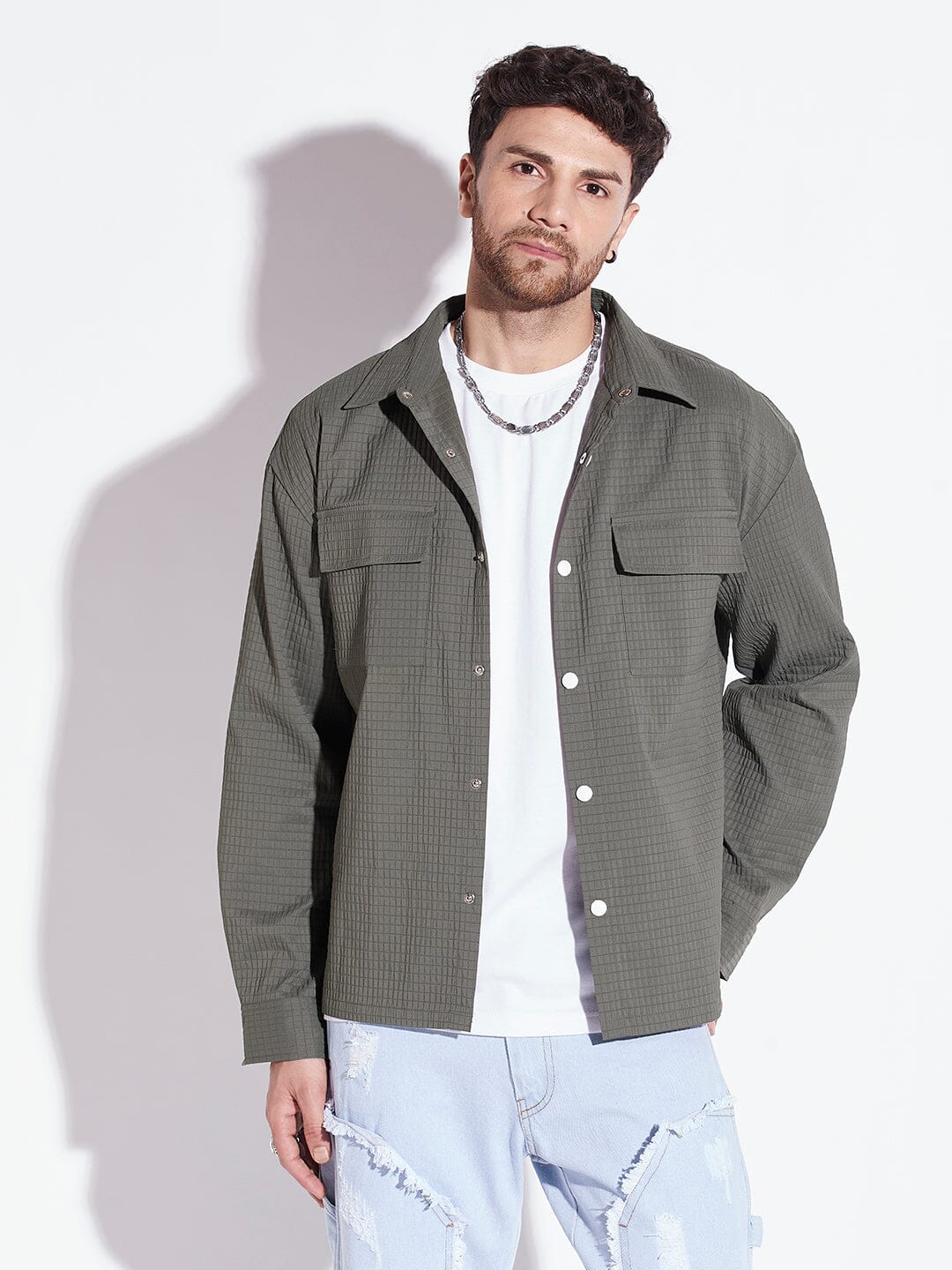 Olive Textured OverShirt