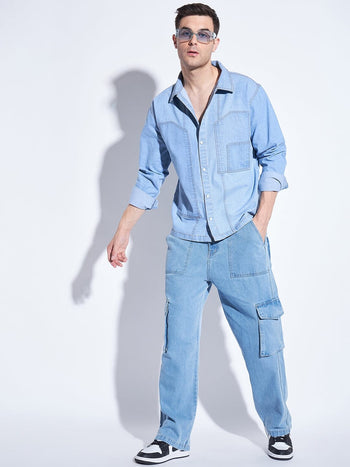 Ice Washed Denim Carpenter Shirt
