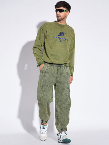 Green Acid Washed Sweatshirt