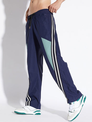 Navy Parachute Taped Trackpants