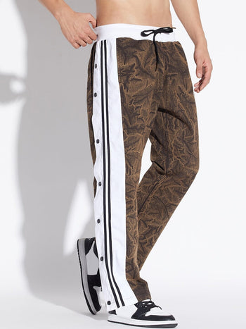 Brown Grunge Wash Snapbutton Trackpants