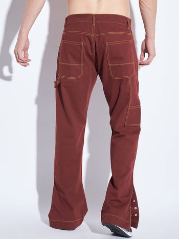 Chocolate Contrast Stich Carpenter Pants