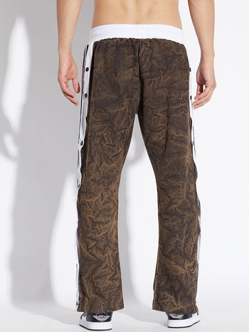 Brown Grunge Wash Snapbutton Trackpants
