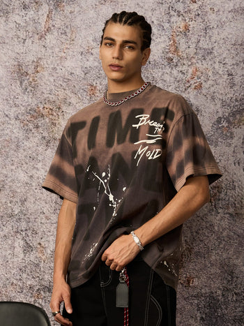 Ink Splash Letter Print T-shirt