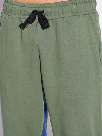 Denim Panel Flared Trackpant