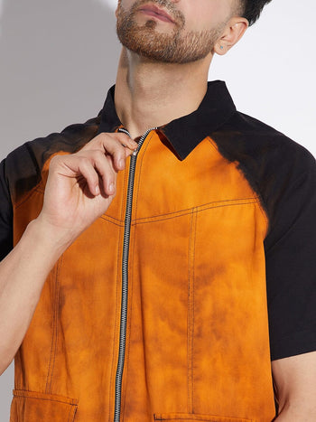 Black Bleach Zipped Shirt