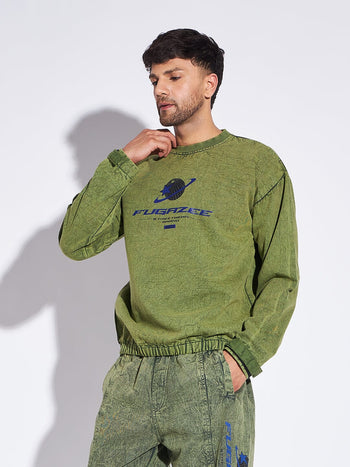 Green Acid Washed Sweatshirt