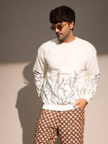 Ecru Embroidery Oversized Sweatshirt