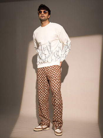 Ecru Embroidery Oversized Sweatshirt