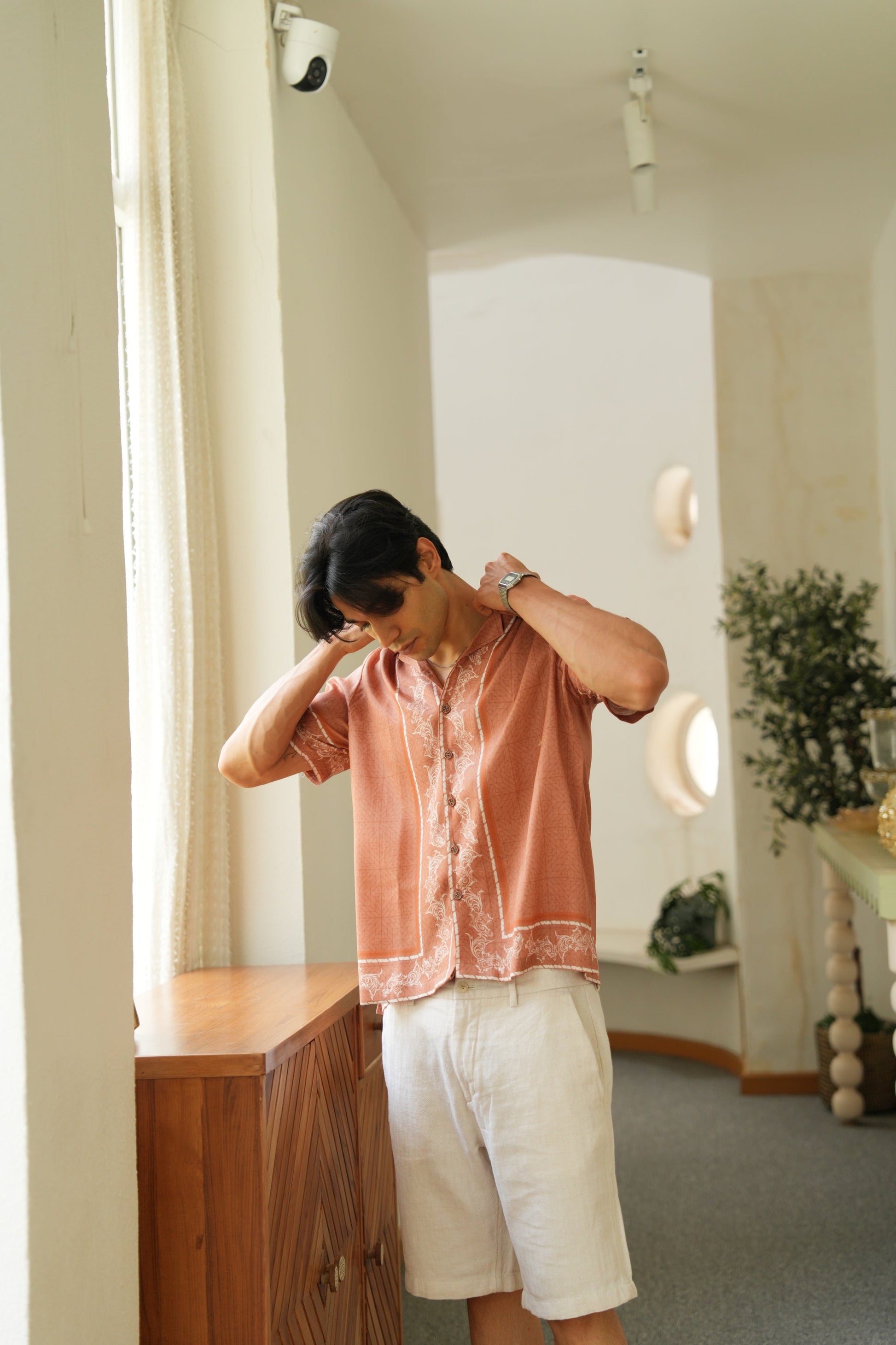 Midnight Monarch Mocha Relaxed Fit Cuban Collar Shirt