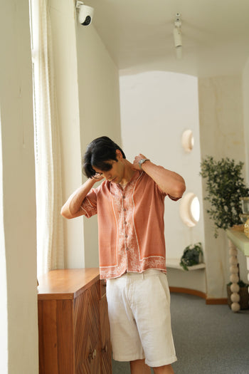 Midnight Monarch Mocha Relaxed Fit Cuban Collar Shirt