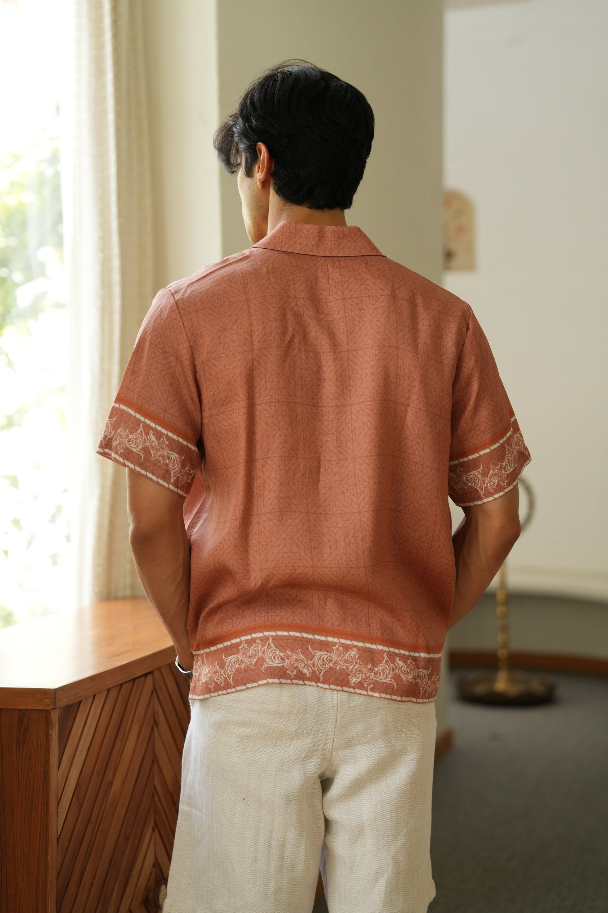Midnight Monarch Mocha Relaxed Fit Cuban Collar Shirt