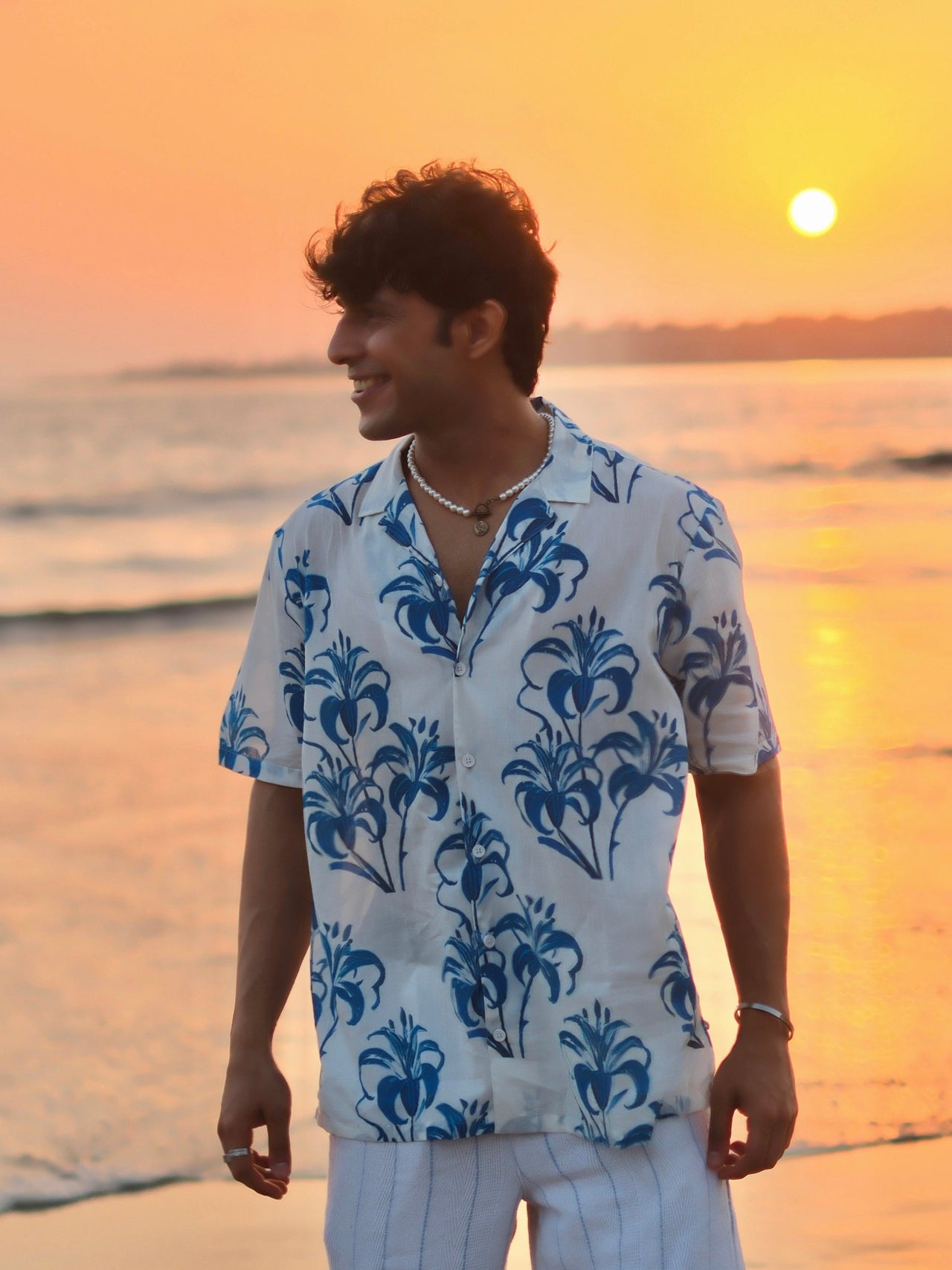 Tropical Mirage Blue Oversized Hawaian Collor Shirt