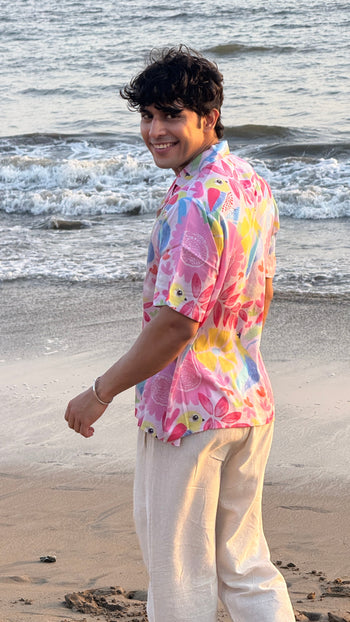 Birdsong Bliss Relaxed Fit Cuban Collar Shirt