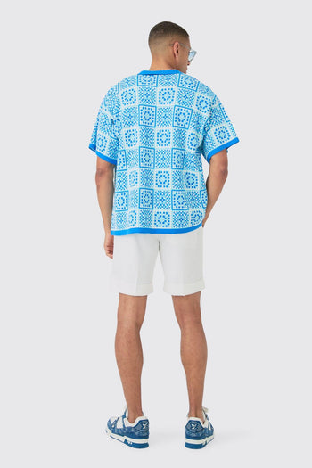 Oversized Boxy Crochet Knitted Shirt