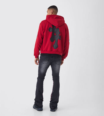 Spray Cross Oversized Zip-Through Hoodie