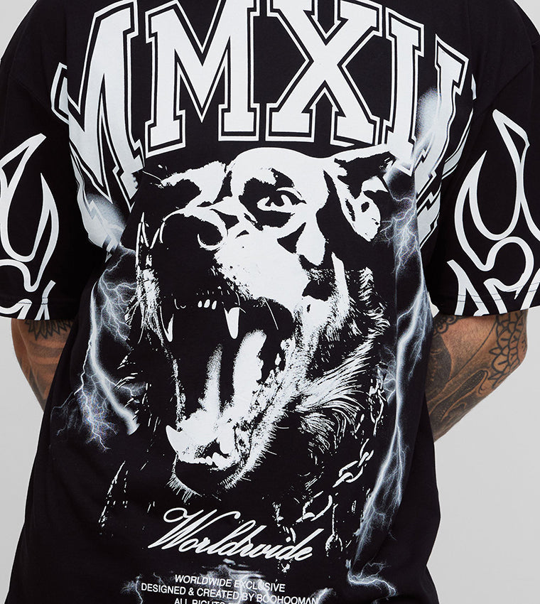 Tall Crew Neck MXII Large Scale Print Oversized T-Shirt