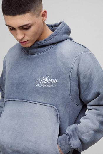 Oversized Boxy Funnel Neck Seam Detail Hoodie