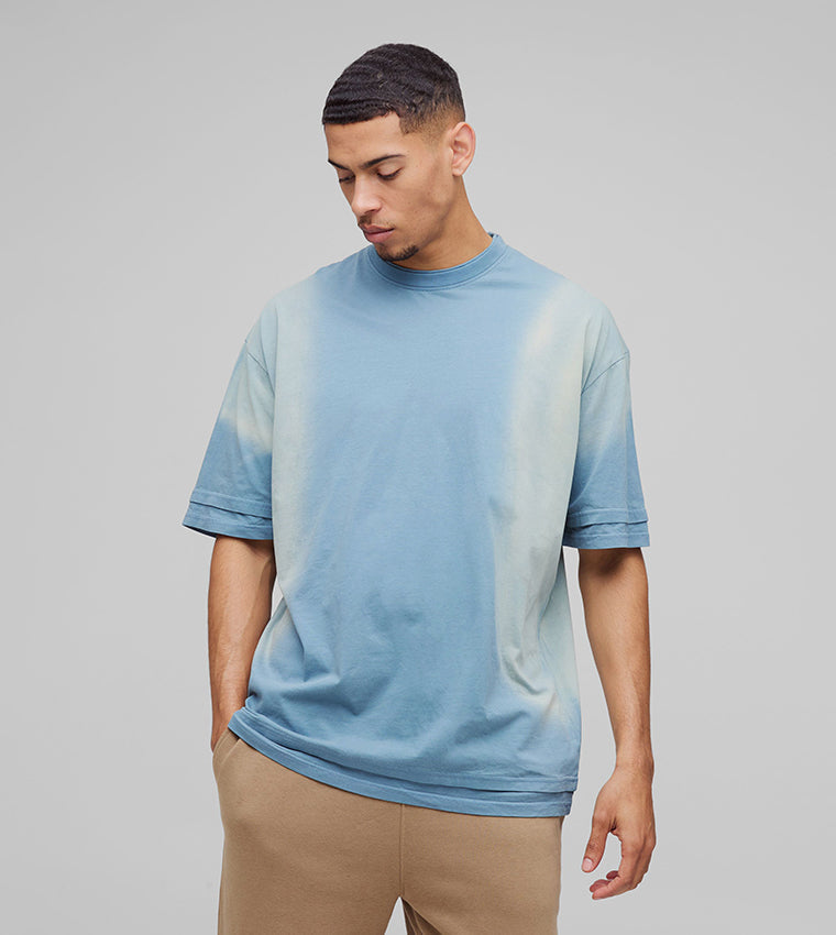 Faux Layer Spray Wash Oversized T-Shirt