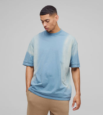 Faux Layer Spray Wash Oversized T-Shirt