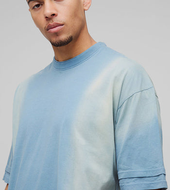 Faux Layer Spray Wash Oversized T-Shirt