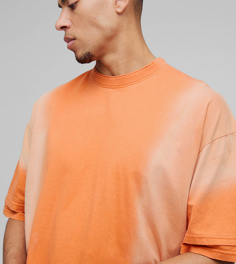 Faux Layer Spray Wash Oversized T-Shirt