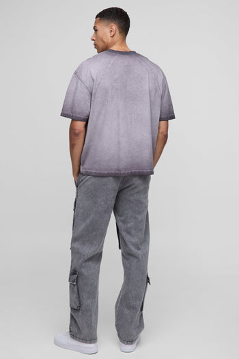 Oversized Boxy Panelled Acid Wash T-Shirt
