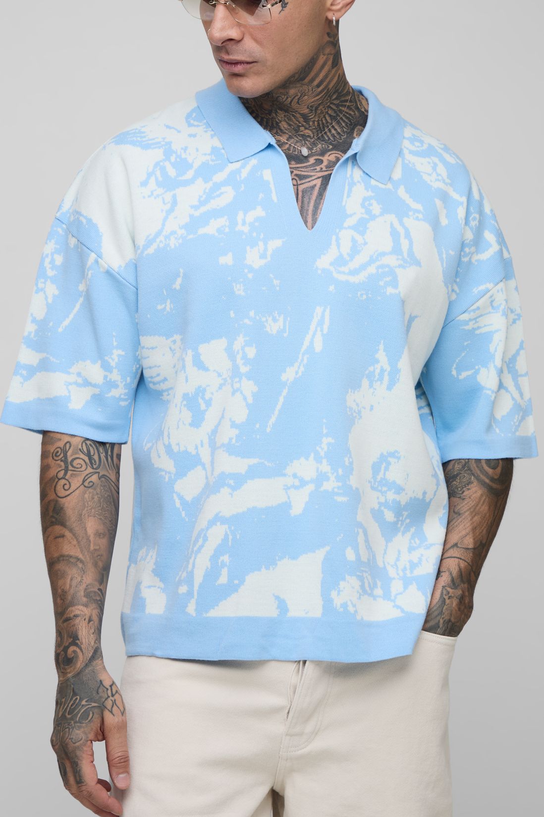 Tall Boxy Oversized Renaissance Graphic Knit Polo