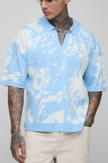 Tall Boxy Oversized Renaissance Graphic Knit Polo