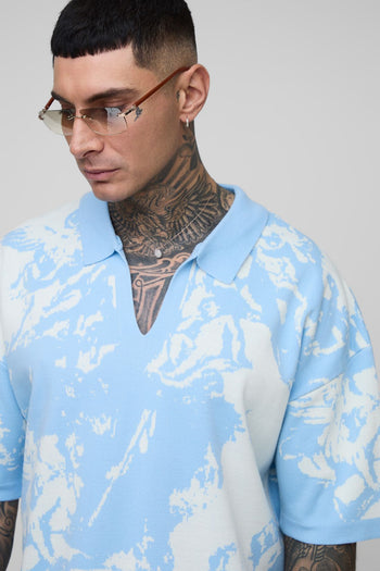 Tall Boxy Oversized Renaissance Graphic Knit Polo
