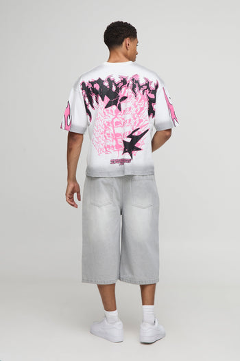 Oversized Boxy Large Scale Graffiti Graphic Washed T-Shirt