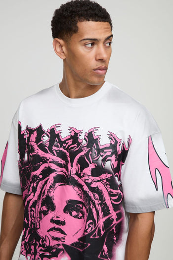 Oversized Boxy Large Scale Graffiti Graphic Washed T-Shirt