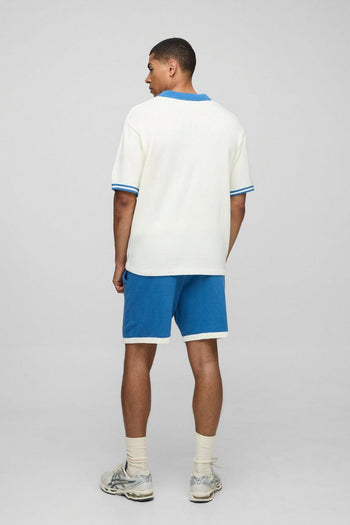 Oversized V Neck Limited Edition Short Sleeve Knitted Polo