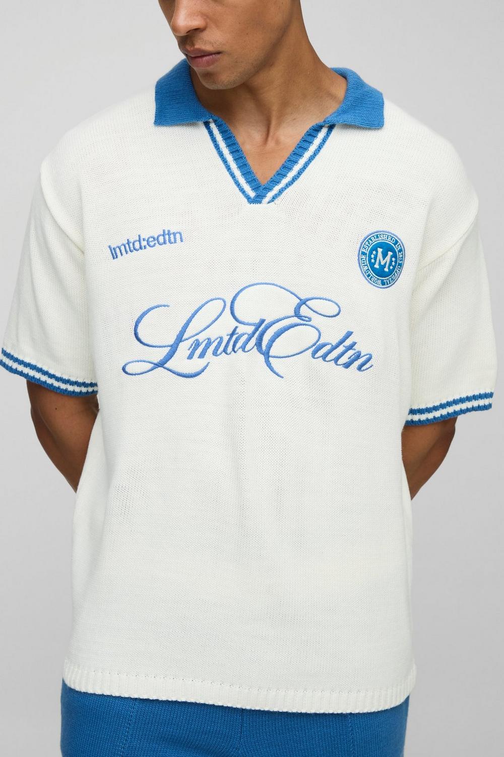 Oversized V Neck Limited Edition Short Sleeve Knitted Polo