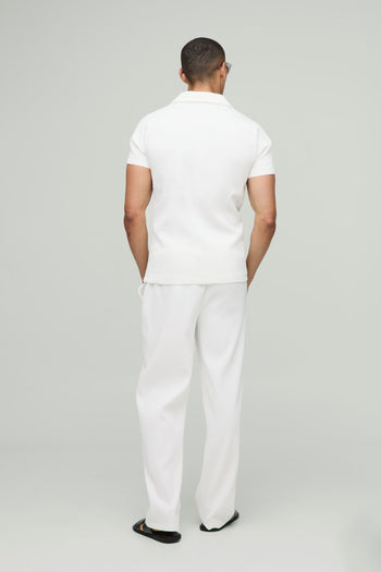 Short Sleeve Revere Stretch Fit Pleated Shirt
