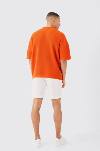 Oversized Ribbed Knit T-shirt