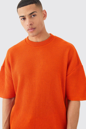 Oversized Ribbed Knit T-shirt